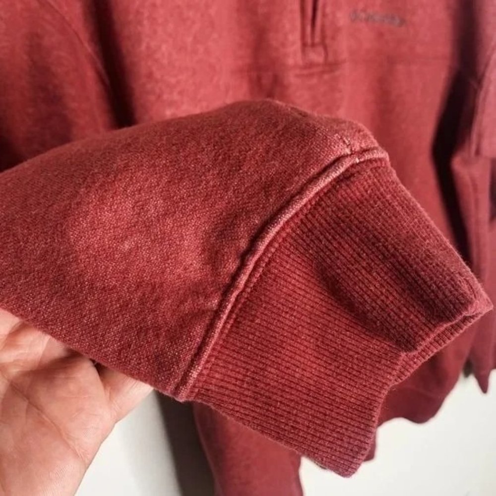 Columbia Red Fluffy Fleece Quarter Zip Durable Pullover High Neck Sweatshirt XL - Picture 5 of 12